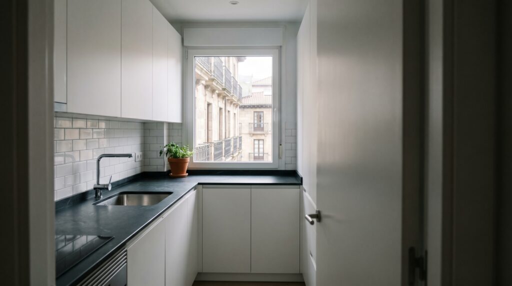 reforma cocina pequeña bilbao precio con mobiliario moderno