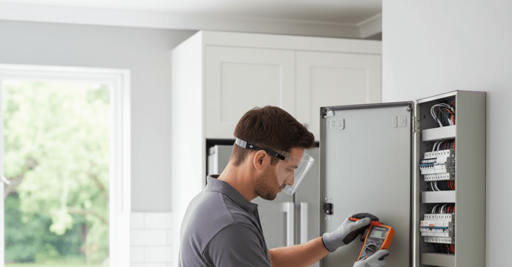 Profesional realizando una inspeccion electrica vivienda bilbao