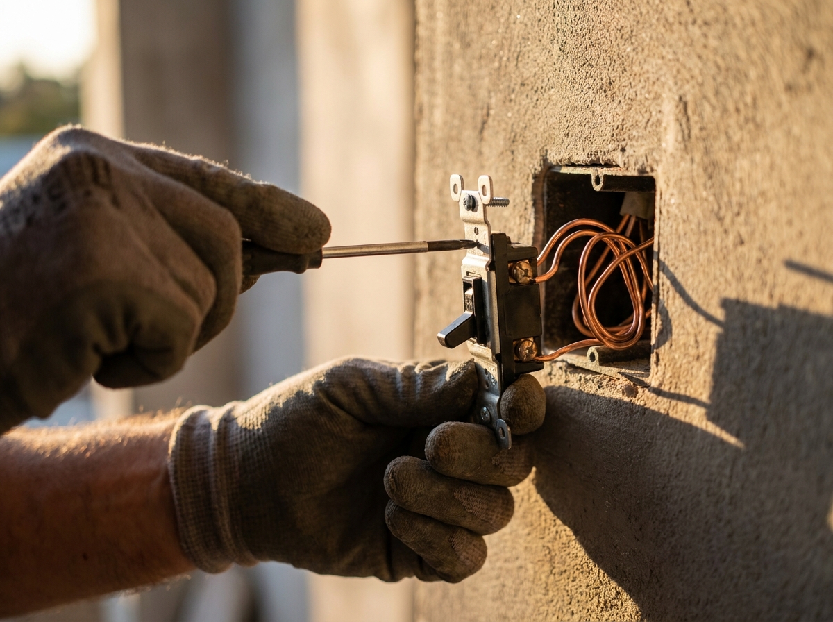 Electricista instalando enchufe en Vitoria-Gasteiz