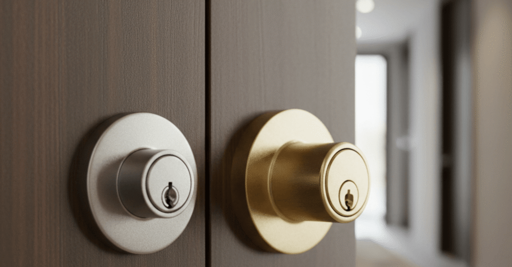 Comparativa de seguridad: cerradura europea vs americana bilbao en una puerta moderna
