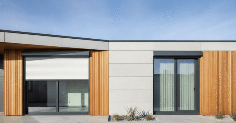 Comparativa de sistemas de persiana monoblock vs cajón exterior instalados en una vivienda moderna.