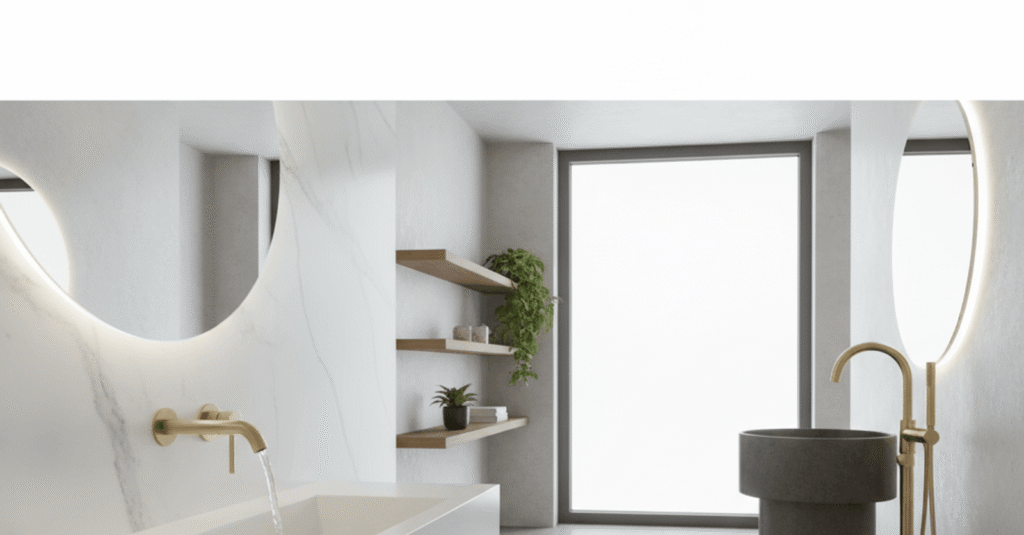griferia empotrada vs vista pros contras, diseño moderno de baño con ambas opciones