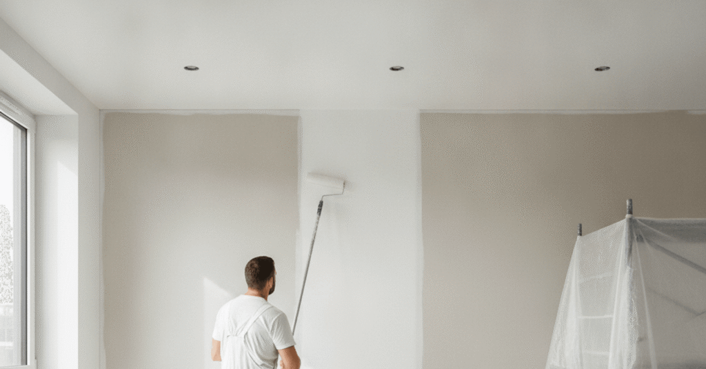 imprimacion antes de pintar cual usar, un experto aplicando imprimación en una pared