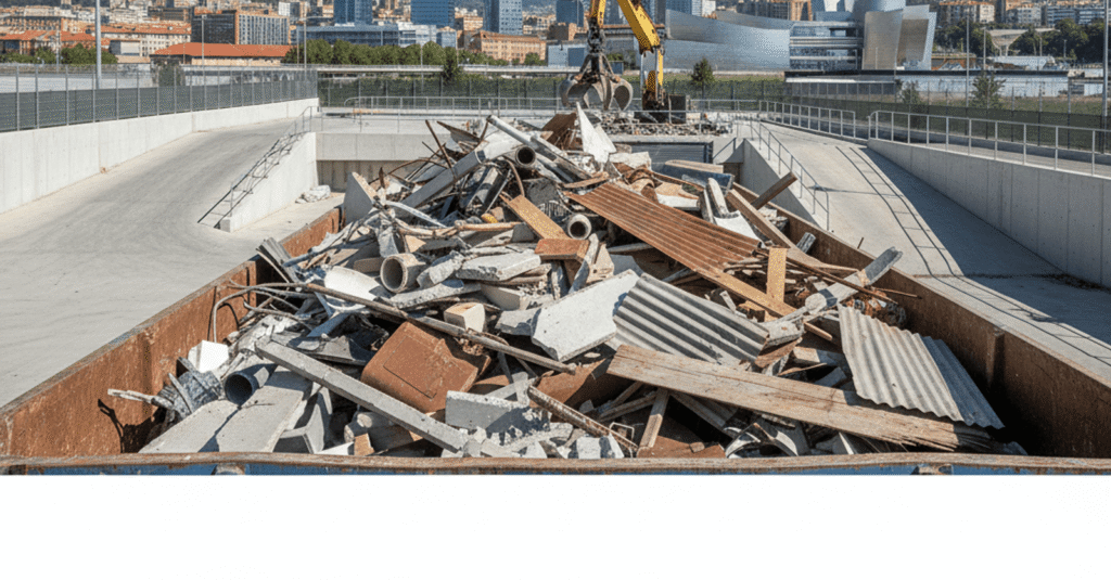 punto limpio bilbao residuos obra, contenedor lleno de escombros de construcción